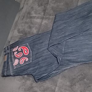 OUT Red Paisley Pocket Denim Jeans Size 25/26 Like new.